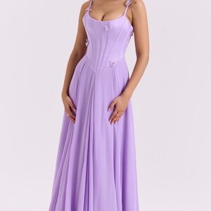 HOUSE OF CB 'Pascha' Orchid Butterfly Corset Maxi Dress Size M Regular Cup